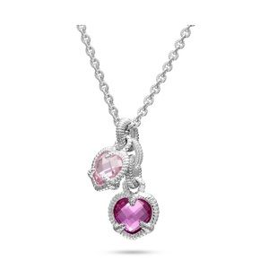 Judith Ripka silver la petite pink heart necklace